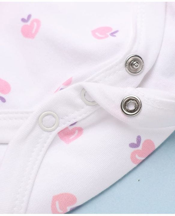 Babyhug 100% Cotton Interlock Knit Onesie and Hairband with Full Sleeves and Strawberry Print - Pink