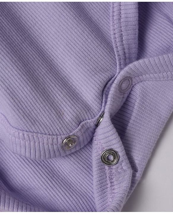 Babyhug 100% Cotton Knit interlock Onesie and Hairband with Full Sleeves and Flower Applique - Lavender