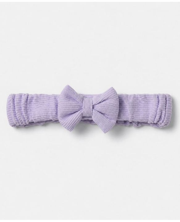 Babyhug 100% Cotton Knit interlock Onesie and Hairband with Full Sleeves and Flower Applique - Lavender