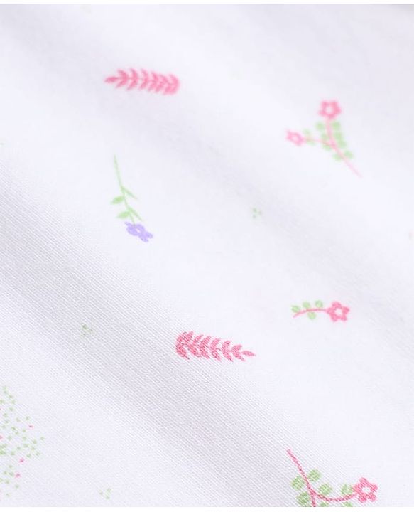Babyhug Cotton Elastane Knit Full Length Lycra Leggings with Floral Polka Dots Print Pack of 3 - Pink White Lavender