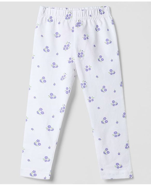 Babyhug Cotton Elastane Knit Solid Full Length Leggings With Floral & Polka Dot Print Pack of 3 - Pink