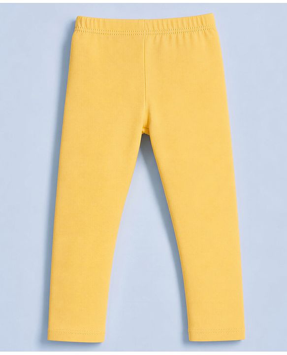 Babyhug Cotton Lycra Knit Full Length Leggings With Floral & Fruit Print Pack of 3 - Yellow, White & Red