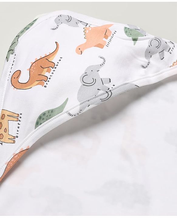 Babyhug Cotton Knit Hooded Wrapper L 78 x B 75 cm Male White 0-6M
