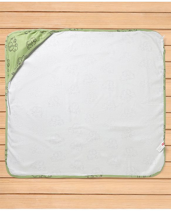 Babyhug Cotton Knit Hooded Towel & Wrapper L 77 x B 77 cm - Green