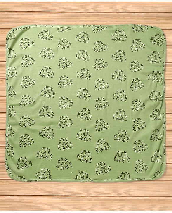 Babyhug Cotton Knit Hooded Towel & Wrapper L 77 x B 77 cm - Green