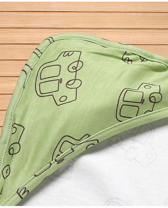 Babyhug Cotton Knit Hooded Towel & Wrapper L 77 x B 77 cm - Green