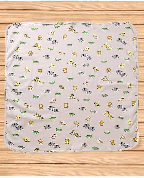 Babyhug Cotton Knit Hooded Towel & Wrapper L 78 x B 75 cm - White