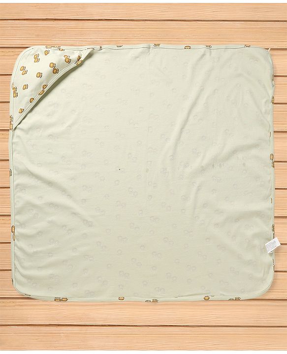 Babyhug Cotton Knit Hooded Towel & Wrapper L 77 x B 77 cm - Green