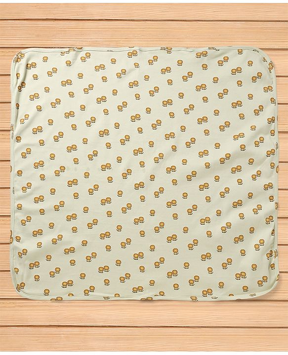 Babyhug Cotton Knit Hooded Towel & Wrapper L 77 x B 77 cm - Green
