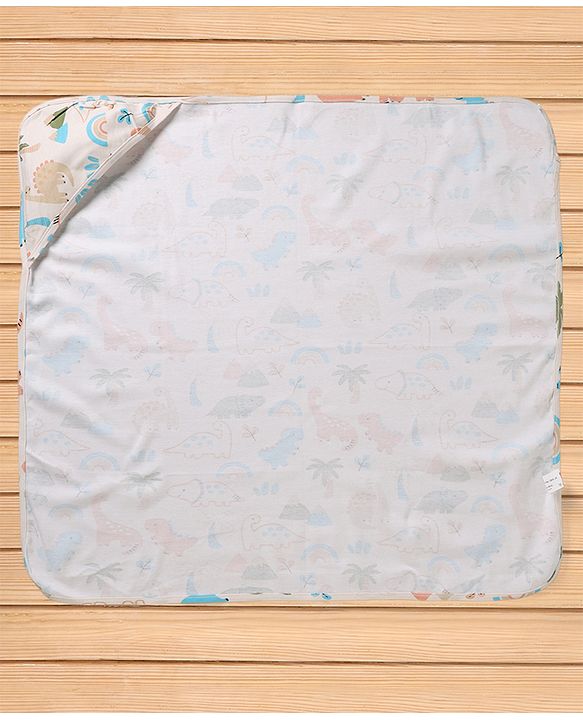 Babyhug Cotton Knit Hooded Towel & Wrapper L 78 x B 75 cm - Green