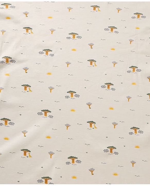 Babyhug Cotton Knit Hooded Towel & Wrapper L 78 x B 75 cm - Offwhite