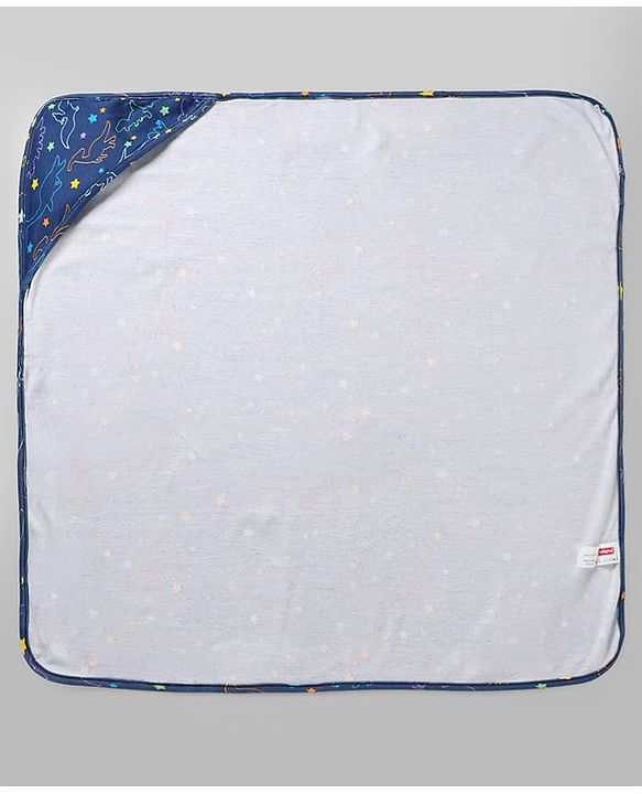 Babyhug Cotton Knit Hooded Towel & Wrapper L 76 x B 74 cm - Blue