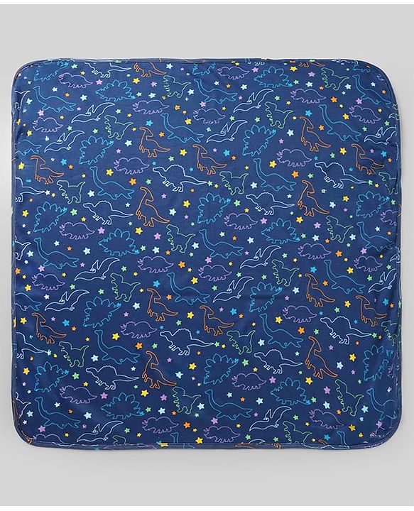 Babyhug Cotton Knit Hooded Towel & Wrapper L 76 x B 74 cm - Blue