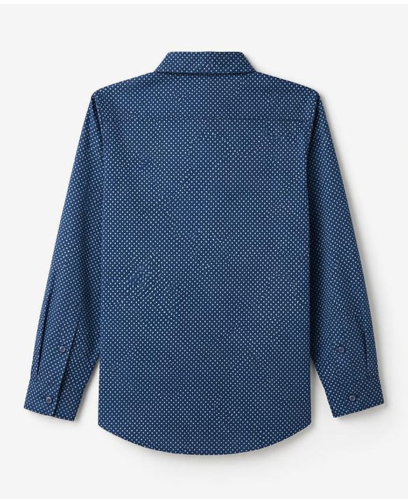 Pine Kids Cotton Woven Full Sleeves Printed Party Shirt With Bow - Blue