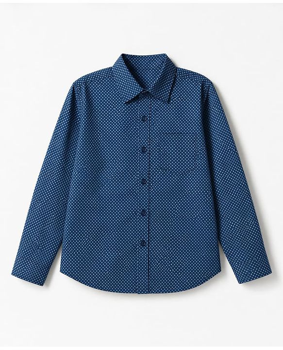 Pine Kids Cotton Woven Full Sleeves Printed Party Shirt With Bow - Blue