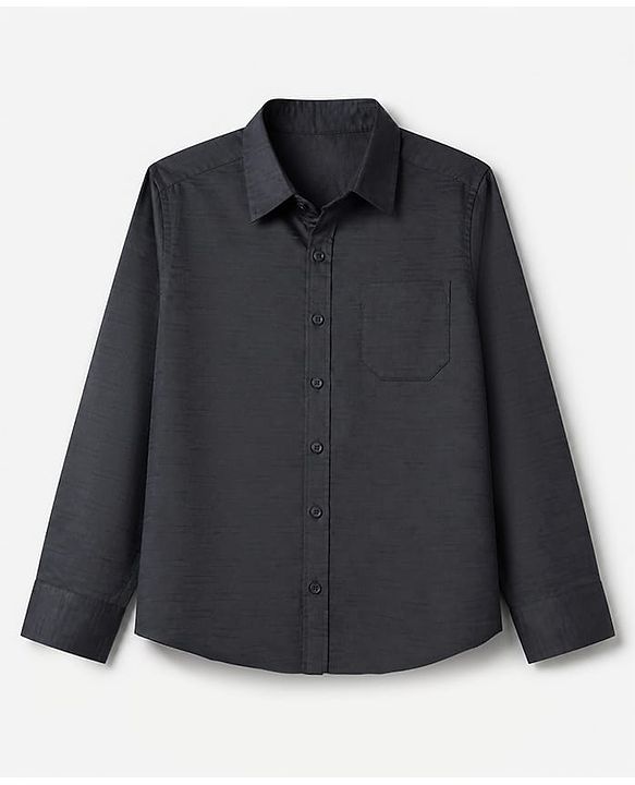 Pine Kids Cotton Woven Full Sleeves Solid Party Shirt With Bow - Black