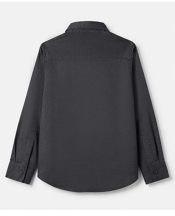 Pine Kids Cotton Woven Full Sleeves Solid Party Shirt With Bow - Black