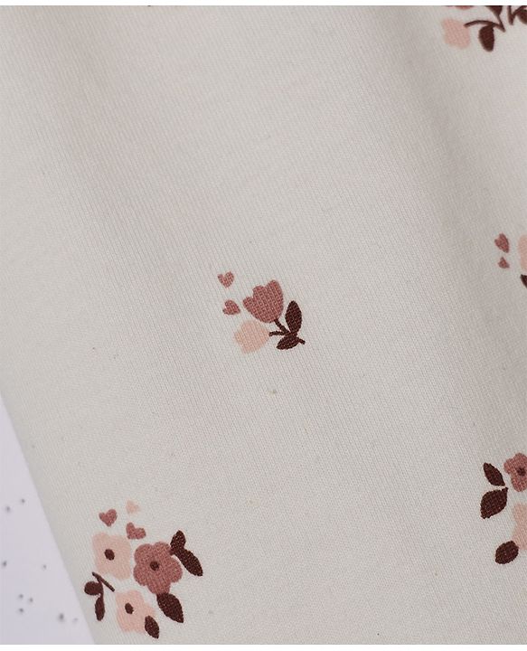 Babyhug Cotton Knit Slim Fit Full Length Leggings with Floral Print Pack of 3 in Maroon White