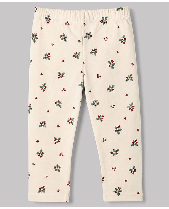 Babyhug Cotton Elastane Knit Full Length Slim Fit Leggings With Floral & Polka Dot Print Pack of 3 in Pink Red