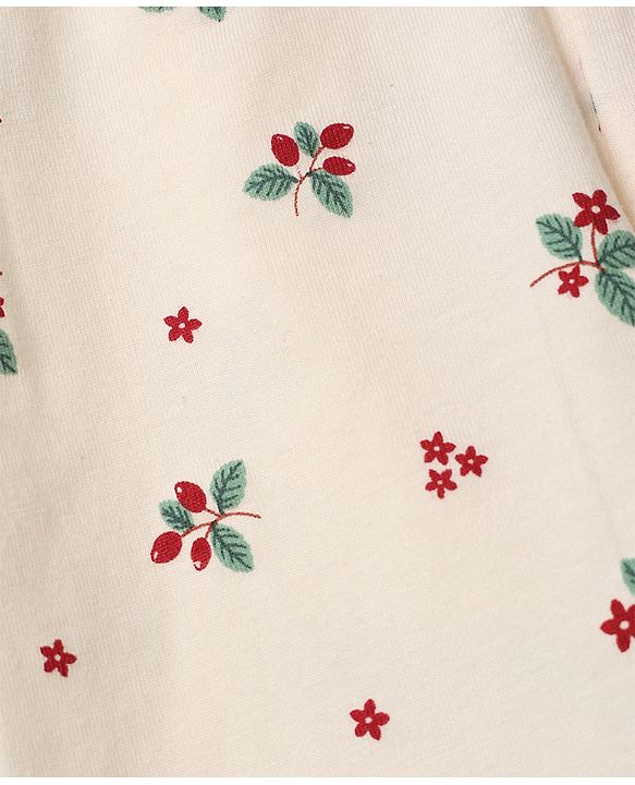 Babyhug Cotton Elastane Knit Full Length Slim Fit Leggings With Floral & Polka Dot Print Pack of 3 in Pink Red