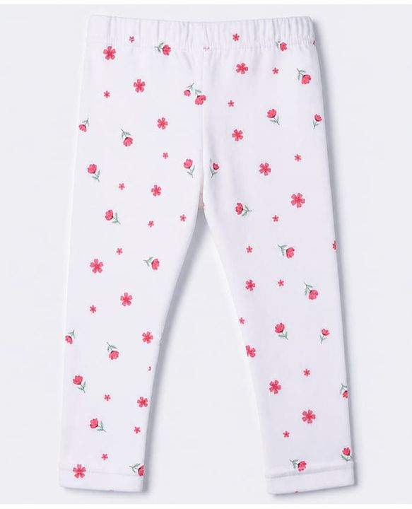 Babyhug Cotton Knit Full Length Leggings with Floral Print Pack of 3 in Pink Green White