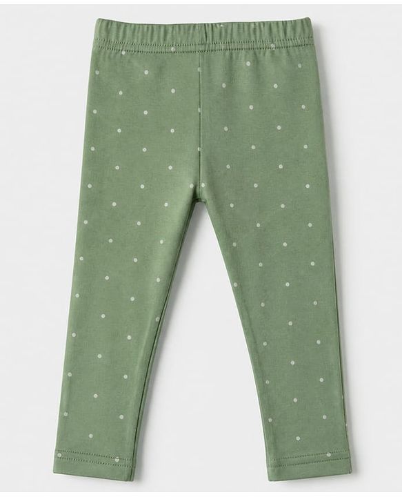 Babyhug Cotton Knit Full Length Leggings with Floral Print Pack of 3 in Pink Green White