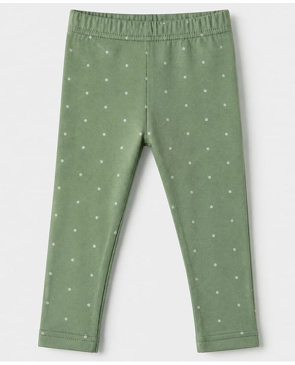 Babyhug Cotton Knit Full Length Leggings with Floral Print Pack of 3 in Pink Green White