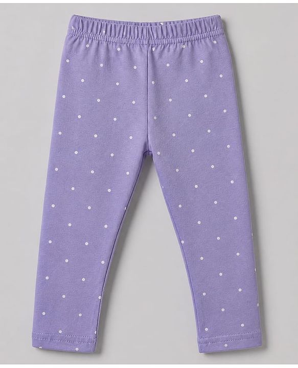 Babyhug Cotton Elastane Knit Full Length Leggings With Floral Print Pack of 3 - Purple Pink White