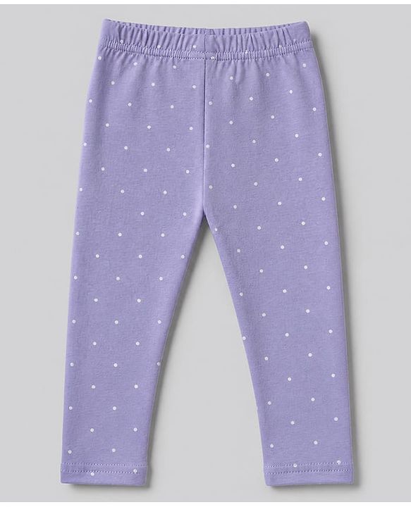 Babyhug Cotton Elastane Knit Full Length Leggings With Floral Print Pack of 3 - Purple Pink White