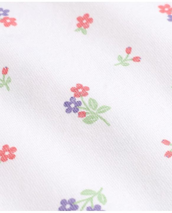 Babyhug Cotton Elastane Knit Full Length Leggings With Floral Print Pack of 3 - Purple Pink White