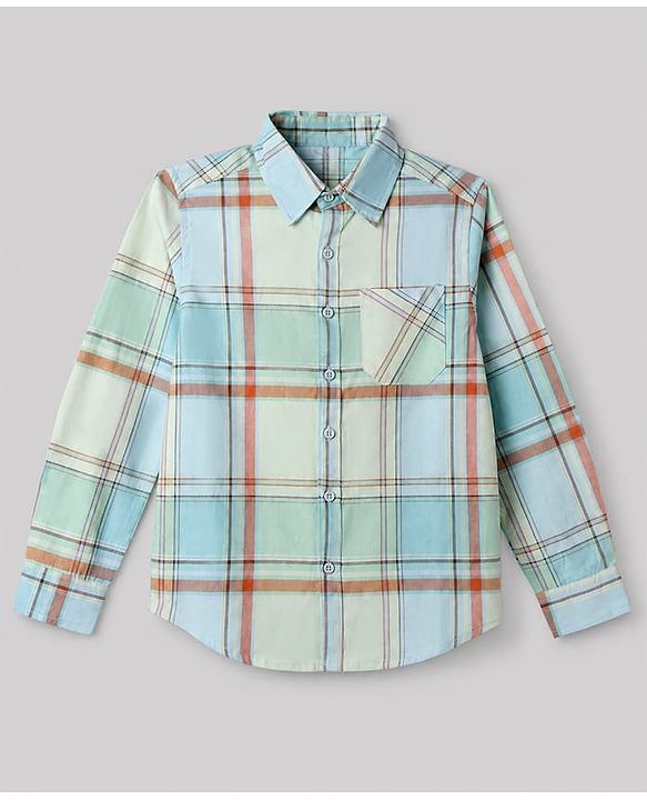 Pine Kids Cotton Woven Check Shirts with T-Shirt/Twofer with Full Sleeves and Street Competition Print in Beige