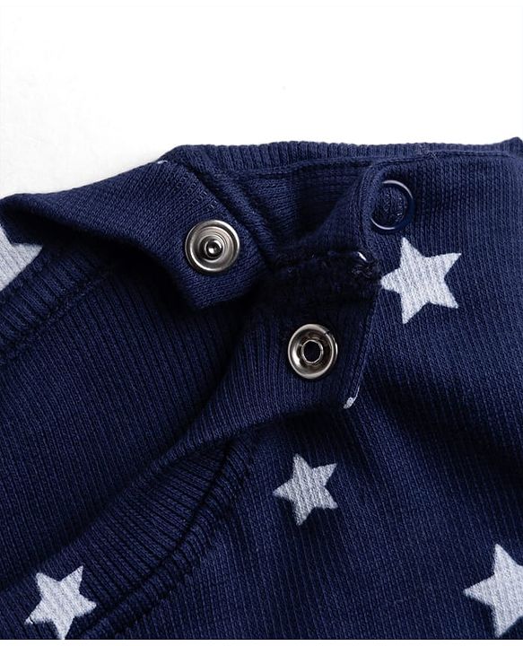 Babyhug 100% Cotton Knit Rib Full Sleeves Co-Ords T-Shirt & Pyjama Winter NIght Suit with Star Print - Navy Blue