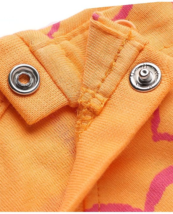 Babyhug 100% Cotton Knit Full Sleeves Co-Ords T-Shirt & Pyjama Night Suit with Heart Print - Peach