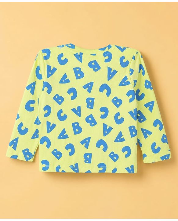 Babyhug Cotton Knit Rib Full Sleeves T-Shirt & Pajama Winter Night Suit with ABC Letters Print - Green