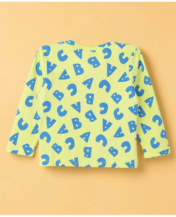 Babyhug Cotton Knit Rib Full Sleeves T-Shirt & Pajama Winter Night Suit with ABC Letters Print - Green