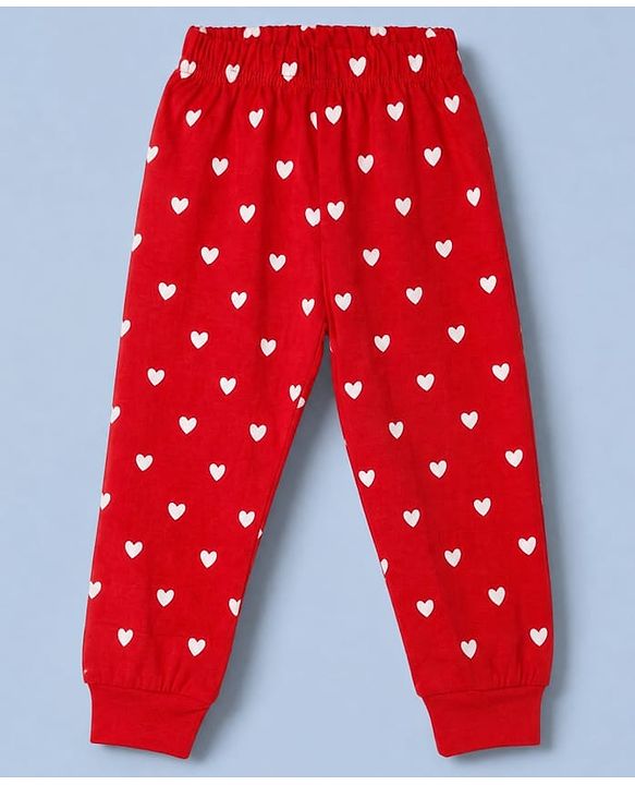 Babyhug 100% Cotton Knit Full Sleeves T-Shirt & Pyjama Night Suit with Penguin & Heart Print - White