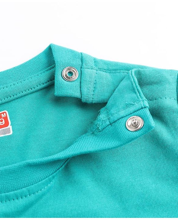 Babyhug Cotton Knit Full Sleeves T-Shirt & Pajama Night Suit with Monkey Giraffe Elephant Print - Turquoise