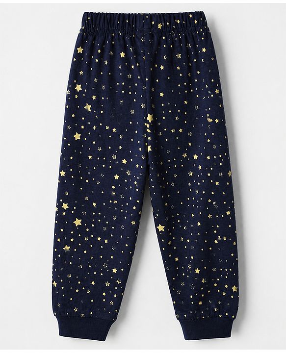 Babyhug Cotton Knit Full Sleeves T-Shirt & Pyjama Set With Astronaut Print - Navy Blue