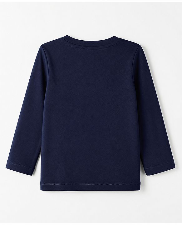 Babyhug Cotton Knit Full Sleeves T-Shirt & Pyjama Set With Astronaut Print - Navy Blue