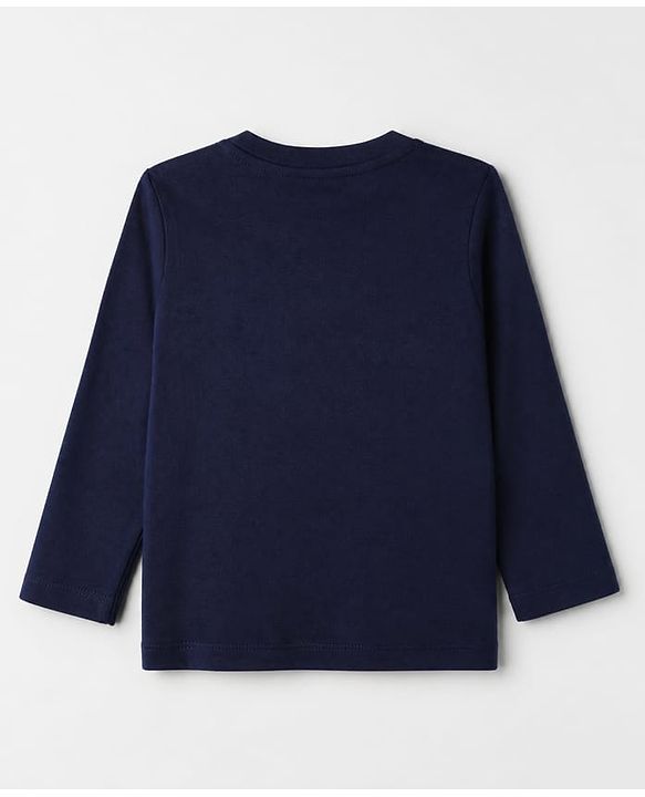 Babyhug Cotton Knit Full Sleeves T-Shirt & Pyjama Set With Astronaut Print - Navy Blue