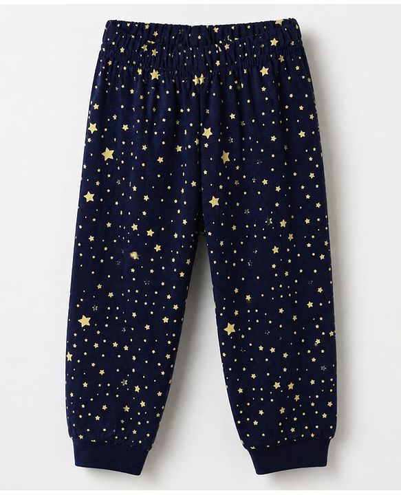 Babyhug Cotton Knit Full Sleeves T-Shirt & Pyjama Set With Astronaut Print - Navy Blue