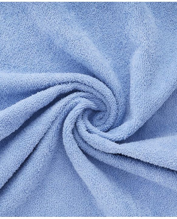 Babyhug Cotton Knit Microfiber Towel With Tiger Embroidery L 31.5 X B 22.5 cm - Light Blue