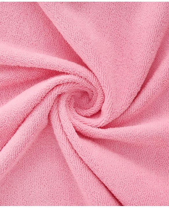 Babyhug Cotton Knit Microfiber Towel With Teddy Bear Embroidery L 31.5 X B 22.5 cm - Light Pink