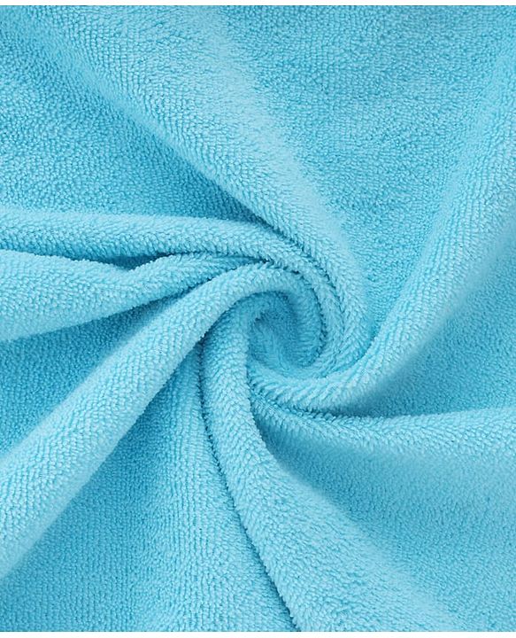 Babyhug Cotton Knit Microfiber Towel With Tiger Embroidery L 31.5 X B 22.5 cm - Aqua Blue
