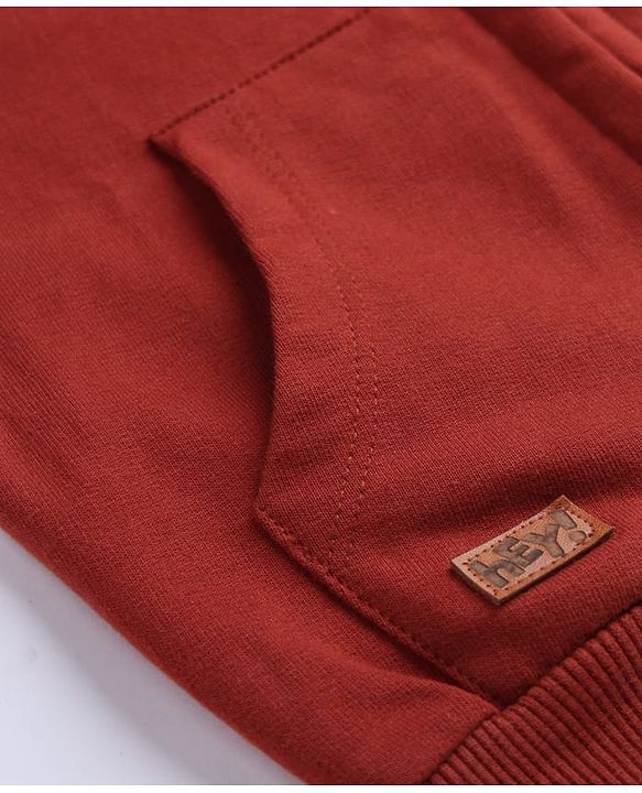 Babyhug 100% Cotton Knit Full Sleeves Open Heavy Gauge Solid Sweatshirt - Maroon