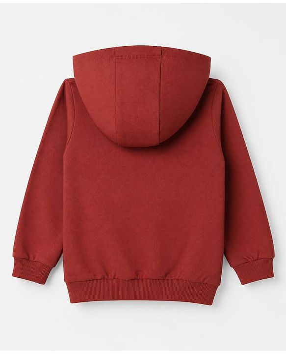 Babyhug 100% Cotton Knit Full Sleeves Open Heavy Gauge Solid Sweatshirt - Maroon