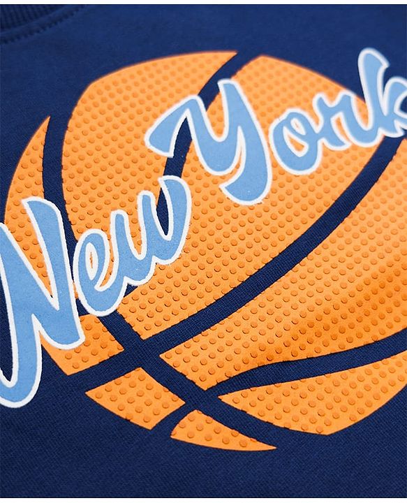 Babyhug 100% Cotton Knit Sweatshirt with Full Sleeves and Basketball Print in Navy Blue