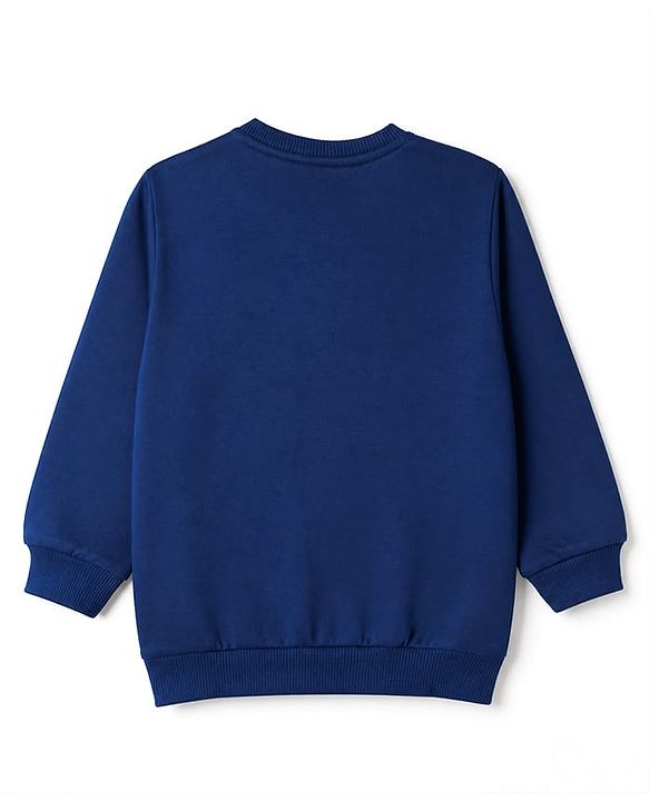 Babyhug 100% Cotton Knit Sweatshirt with Full Sleeves and Basketball Print in Navy Blue