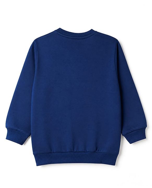 Babyhug 100% Cotton Knit Sweatshirt with Full Sleeves and Basketball Print in Navy Blue