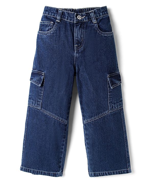 Pine Kids Cotton Denim Woven Full Length Jeans In Blue